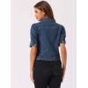 imageAllegra K Casual Jean Jacket for Womens Short Puff Sleeves ButtonDown Denim JacketDark Blue