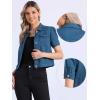 imageAllegra K Casual Jean Jacket for Womens Short Puff Sleeves ButtonDown Denim JacketDenim Blue