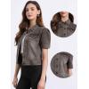 imageAllegra K Casual Jean Jacket for Womens Short Puff Sleeves ButtonDown Denim JacketGrey