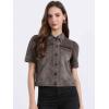 imageAllegra K Casual Jean Jacket for Womens Short Puff Sleeves ButtonDown Denim JacketGrey