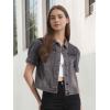 imageAllegra K Casual Jean Jacket for Womens Short Puff Sleeves ButtonDown Denim JacketGrey