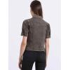 imageAllegra K Casual Jean Jacket for Womens Short Puff Sleeves ButtonDown Denim JacketGrey