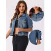 imageAllegra K Casual Jean Jacket for Womens Short Puff Sleeves ButtonDown Denim JacketMedium Blue