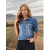 imageAllegra K Casual Jean Jacket for Womens Short Puff Sleeves ButtonDown Denim JacketMedium Blue