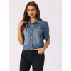 imageAllegra K Casual Jean Jacket for Womens Short Puff Sleeves ButtonDown Denim JacketMedium Blue