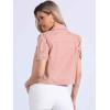 imageAllegra K Casual Jean Jacket for Womens Short Puff Sleeves ButtonDown Denim JacketPink