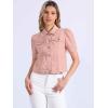 imageAllegra K Casual Jean Jacket for Womens Short Puff Sleeves ButtonDown Denim JacketPink