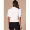 imageAllegra K Casual Jean Jacket for Womens Short Puff Sleeves ButtonDown Denim JacketWhite