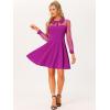 imageAllegra K Cocktail Party Dress for Womens Sheer Mesh Panel Long Sleeve Mini ALine DressesPurple
