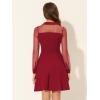 imageAllegra K Cocktail Party Dress for Womens Sheer Mesh Panel Long Sleeve Mini ALine DressesRed