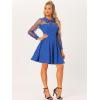 imageAllegra K Cocktail Party Dress for Womens Sheer Mesh Panel Long Sleeve Mini ALine DressesRoyal Blue