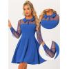imageAllegra K Cocktail Party Dress for Womens Sheer Mesh Panel Long Sleeve Mini ALine DressesRoyal Blue