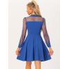 imageAllegra K Cocktail Party Dress for Womens Sheer Mesh Panel Long Sleeve Mini ALine DressesRoyal Blue