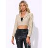 imageAllegra K Cropped Leather Jacket for Womens PU Casual Moto JacketsApricot