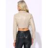 imageAllegra K Cropped Leather Jacket for Womens PU Casual Moto JacketsApricot