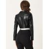 imageAllegra K Cropped Leather Jacket for Womens PU Casual Moto JacketsBlack