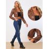 imageAllegra K Cropped Leather Jacket for Womens PU Casual Moto JacketsBrown