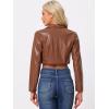 imageAllegra K Cropped Leather Jacket for Womens PU Casual Moto JacketsBrown
