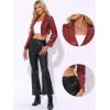 imageAllegra K Cropped Leather Jacket for Womens PU Casual Moto JacketsBurgundy