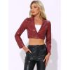 imageAllegra K Cropped Leather Jacket for Womens PU Casual Moto JacketsBurgundy