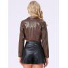imageAllegra K Cropped Leather Jacket for Womens PU Casual Moto JacketsCoffee