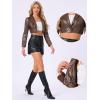 imageAllegra K Cropped Leather Jacket for Womens PU Casual Moto JacketsCoffee