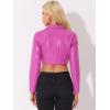 imageAllegra K Cropped Leather Jacket for Womens PU Casual Moto JacketsHot Pink