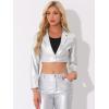 imageAllegra K Cropped Leather Jacket for Womens PU Casual Moto JacketsSilver