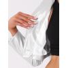 imageAllegra K Cropped Leather Jacket for Womens PU Casual Moto JacketsSilver
