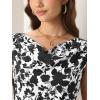 imageAllegra K Elegant Floral Dress for Womens Vintage Cowl Neck Cap Sleeve Cocktail Midi DressWhite Black