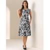 imageAllegra K Elegant Floral Dress for Womens Vintage Cowl Neck Cap Sleeve Cocktail Midi DressWhite Black