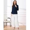 imageAllegra K Long Sleeve Work Tops for Womens Mock Neck Business Casual Blouses ShirtsDark Blue