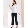 imageAllegra K Long Sleeve Work Tops for Womens Mock Neck Business Casual Blouses ShirtsWhite