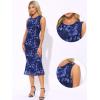imageAllegra K Mesh Floral Dress for Womens Sleeveless Crew Neck Cocktail Party Midi DressesDark Blue
