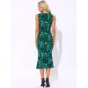 imageAllegra K Mesh Floral Dress for Womens Sleeveless Crew Neck Cocktail Party Midi DressesDark Green