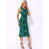 imageAllegra K Mesh Floral Dress for Womens Sleeveless Crew Neck Cocktail Party Midi DressesDark Green