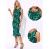 imageAllegra K Mesh Floral Dress for Womens Sleeveless Crew Neck Cocktail Party Midi DressesDark Green