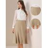 imageAllegra K Midi Skirt for Women Side Zipper High Waist Elegant Flared Flowy A Line Work SkirtsKhaki