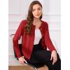 imageAllegra K Open Front Sweater for Womens Collarless Button Down Business Casual Chunky Knit CardigansRed