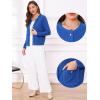 imageAllegra K Open Front Sweater for Womens Collarless Button Down Business Casual Chunky Knit CardigansRoyal Blue