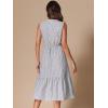 imageAllegra K Striped Shirt Dresses for Womens Sleeveless Work V Neck Ruffleed Midi DressBlack