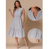 imageAllegra K Striped Shirt Dresses for Womens Sleeveless Work V Neck Ruffleed Midi DressBlack