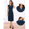 imageAllegra K Summer Dress for Womens 2024 Elegant Sleeveless V Neck ALine Pleated Flowy Midi DressDeep Blue
