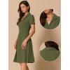 imageAllegra K Vintage Dresses for Womens 2025 Spring Flat Collar Short Sleeve Fit and Flare DressArmy Green