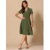 imageAllegra K Vintage Dresses for Womens 2025 Spring Flat Collar Short Sleeve Fit and Flare DressArmy Green