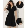 imageAllegra K Vintage Dresses for Womens 2025 Spring Flat Collar Short Sleeve Fit and Flare DressBlack