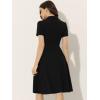 imageAllegra K Vintage Dresses for Womens 2025 Spring Flat Collar Short Sleeve Fit and Flare DressBlack