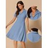 imageAllegra K Vintage Dresses for Womens 2025 Spring Flat Collar Short Sleeve Fit and Flare DressBlue Gray