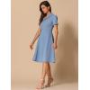 imageAllegra K Vintage Dresses for Womens 2025 Spring Flat Collar Short Sleeve Fit and Flare DressBlue Gray