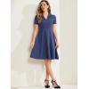 imageAllegra K Vintage Dresses for Womens 2025 Spring Flat Collar Short Sleeve Fit and Flare DressDark Blue Gray